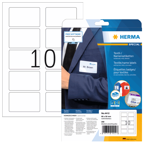 Etichette nominative HERMA bianche, removibili A4