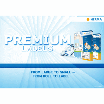 Etichette premium di Herma, disponibili in diverse dimensioni, da grandi a piccole, per molteplici utilizzi.