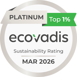 Premio Platino di EcoVadis per la sostenibilità, valutazione nel top 1%, valido fino a marzo 2026.