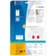 Verpackungsrückseite mit Informationen zu HERMA-Produkten, einschließlich Anleitungen, Software-Hinweisen und QR-Code.
