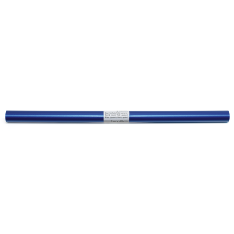 Blauer Stift mit einer weißen Beschriftung in der Mitte, auf einem neutralen Hintergrund.