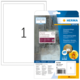 Ein Paket mit strapazierfähigen Etiketten, das die Nummer 1 zeigt. Enthält 25 Etiketten und Informationen zur Software.