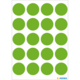 Grüne runde Aufkleber auf einem weißen Hintergrund, gleichmäßig in einem Raster angeordnet.