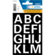 Schwarze Etiketten mit großen weißen Buchstaben von A bis M, wetterfest, für Beschriftungen und Organisation.