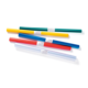 Bunte Kunststoffröhren in verschiedenen Farben (rot, blau, grün, gelb, transparent) liegen übereinander.