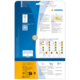 Rückseite einer Verpackung mit Informationen zu HERMA-Produkten, einschließlich Softwarehinweis und Anleitungen zur Verwendung.