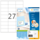 Etikettenpackung mit der Aufschrift "27" und einem Beispieletikett für "MR. SUNNY". Enthält 2700 Etiketten in verschiedenen Größen.