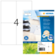 Etiketten aus Recyclingpapier in einer Verpackung, mit Angaben zu Software und Anwendung. Enthält 90 Etiketten in der Größe 105 x 148 mm.