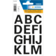Schwarze Buchstabenetiketten von A bis Z auf einem weißen Hintergrund, geeignet für verschiedene Anwendungen.