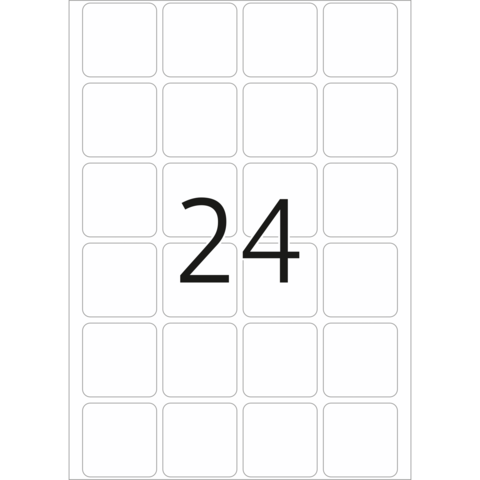 Eine große Zahl "24" auf einem leeren Raster mit mehreren Kästchen.