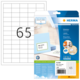 Etikettenpackung von Herma mit 65 vorgestanzten Etiketten auf einem Blatt, inklusive Beispieletikett mit dem Text "MR. SUNNY".