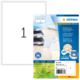 Etiketten aus Recyclingpapier in einer Verpackung, mit Informationen zu Software und Anwendung. Enthält 80 Etiketten.