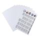 Mehrere leere Blätter und ein Blatt mit Text und Bildern, das Informationen zu verschiedenen Themen enthält.
