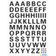 Schwarze Buchstaben des Alphabets in Großschrift auf weißem Hintergrund, angeordnet in mehreren Reihen.