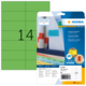 Grüne Etiketten mit der Nummer 14, verpackt von Herma. Enthält farbige Etiketten für verschiedene Anwendungen.