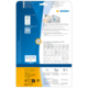 Rückseite einer Verpackung von HERMA mit Informationen zu Etiketten, Software und Anwendungshinweisen. Enthält QR-Code und Symbole.