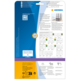 Rückseite einer Verpackung mit Informationen zu HERMA Produkten, einschließlich Softwarehinweis und Anleitungen zur Nutzung.