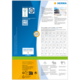 Produktinformation von HERMA mit Details zu Etiketten, Software und QR-Code für weitere Informationen. Enthält eine Tabelle mit Größenangaben.