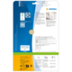 Rückseite einer Verpackung von HERMA mit Informationen zu Produkten, Software und Anwendungshinweisen. Enthält Symbole und QR-Code.