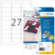 Sicherheitsetiketten auf einem Blisterpack, mit der Nummer 27 und einer Vorlage für Etiketten im Hintergrund.