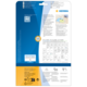 Rückseite einer Verpackung für transparente Etiketten von HERMA, mit Anweisungen, QR-Code und Informationen zur Software.