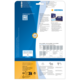 Rückseite einer Verpackung für Etiketten von HERMA, mit Anweisungen, Produktinformationen und einem Hinweis auf kostenlose Software.
