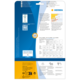 Rückseite einer Verpackung für HERMA Etiketten mit Informationen zu Software, Anwendungshinweisen und Etikettenformaten.