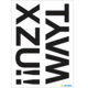 Schwarze Buchstaben auf weißem Hintergrund, die die Wörter "TAKM" und "XZUM" in verschiedenen Schriftgrößen und -richtungen darstellen.