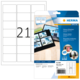 Glossy Etiketten von Herma, Packung mit 21 Etiketten auf einem Bogen, inklusive Software-Hinweis für die Gestaltung.