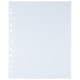 Leeres, transparentes Blatt mit mehreren horizontalen Fächern und Lochungen auf der linken Seite für einen Ordner.
